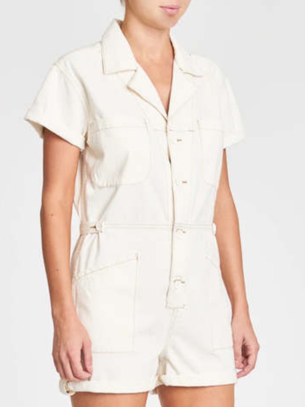 Pistola Parker Short Sleeve Field Suit Romper in Ecru Size Large NWOT - Picture 8 of 14